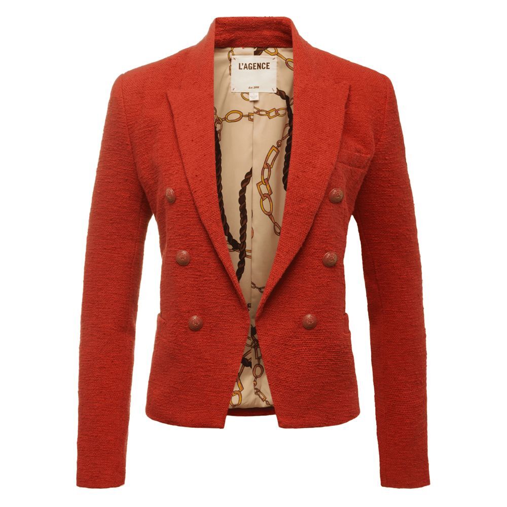 L'AGENCE Burnt Orange Double-Breasted Wool Blend Blazer - Picture 2 of 14